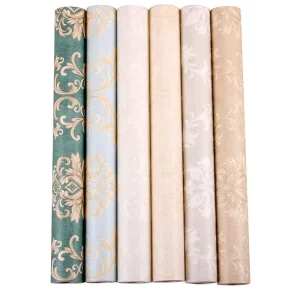 Green Damask Floral Peel and Stick Wallpaper PVC Waterproof Removable Self Adhesive Contact Paper for Living Room Home Decor