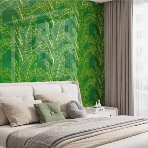 Green Leaves Peel and Stick Wall Paneling Roll Modern Self adhesive Marble Waterproof Wallpapers for Living Room Bedroom Decor