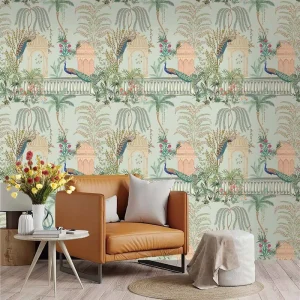 Green Modern Stripes & Plaid Living Room Waterproof Wallpaper Peel and Stick Self Adhesive