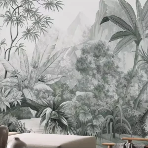 Green Oasis Mural Lush Rainforest Waterproof Peel and Stick Wallpaper for Hospitals and Malls Fresh and Natural Wall Art