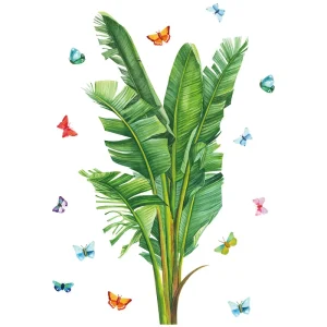 Green Tropical Palm Leaf Plants Printed Self Adhesive PVC Wall Sticker Living for Home Restaurant Stylish and Versatile Wall Art