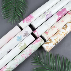 Grey Self Adhesive Wall Paper Roll Pvc Waterproof Home Decoration for Kids Bedroom Waterproof Flower Wallpaper
