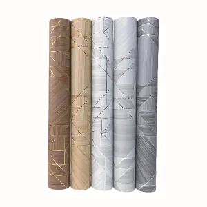 Guangzhou 53cm Luxury Bedroom Decor Golden Foil Design PVC Wallpaper for Home Decorative