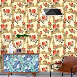 Guangzhou Ihouse Red Rose Wallpaper Designs Beauty 3D Flowers Designs Wallpaper