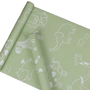 H1348 Green Eye Protection Cartoon Animal Child Bedroom Easy to Clean Vinyl Wallpaper