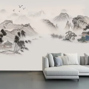 Hand-Painted Waterproof Environmentally Friendly Paper-Based Landscape Wall Decor Wallpaper Custom Mural for Hospital Dining