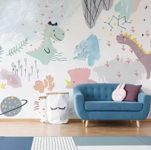 Hand-painted Dinosaur Cartoon Characters Wallpapers Kindergarten Wall Cloth Kids Wallpaper Cartoon Wall Mural 3d Boy Bedroom