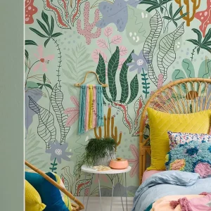 Hand-painted Nordic Style Floral and Plant Wallpaper Sticker Home Decoration
