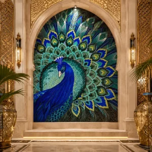 Handmade Glass Mosaic Wall Art Mural Tiles Picture For Interior Living Room Kitchen Bathroom