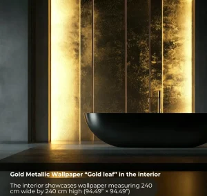 Handmade Mixed Gold Leaf Silk Waterproof Anti static Traditional Ceiling Wallpaper Luxury Metallic Wall Art for Household Use