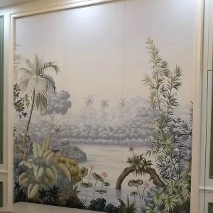 Handpainted Wallpaper Flowers and Birds Wall Panels Interior Home Decoration