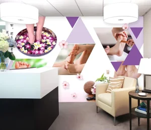 Healthy Salon Spa Foot Massage Beauty Flowers Print 8D Mural Wallpaper 3D for Rest Room