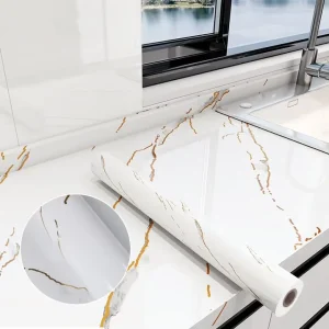Heat Resistant Gold Design PVC Vinyl Gilding Marble Stone Pattern Kitchen Waterproof Self Adhesive Peel and Stick Wallpaper