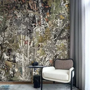 High End Modern Tropical Rainforest Style Bedroom Sofa Background 3D Wallpaper Mural