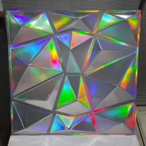 High Gloss Waterproof PVC Shimmering Silver 3D Wall Panel for Household Interior Wall Decoration Custom Design