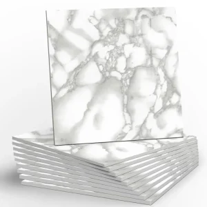 High Glossy 30×30 Wear-resistant Oil-Proof Indoor Decoration Wall Paper Silver Marble Look Wallpaper for Home Bathroom Apartment