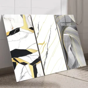 High Glossy Anti Static Scratch Resistant 30cm*60cm Marble Wallpaper IXPE Self Adhesive Wall Stickers for Office Decor