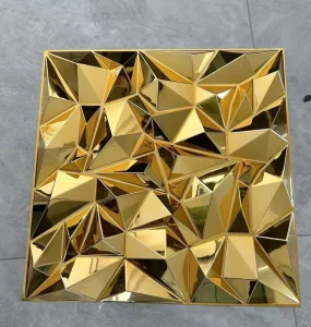 High Glossy Electroplating Bright Gold 3D PVC Wallpaper Home Background Wall Tile Stickers 3D Wall Panel PVC