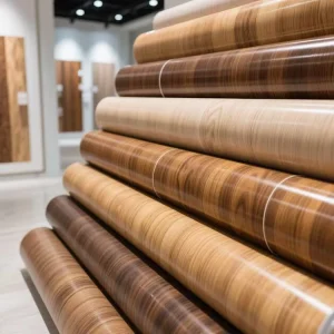 High Glossy Free Sample Waterproof Laminate Kitchen Cabinet Furniture Decorative PVC Wood Grain Texture Wallpaper