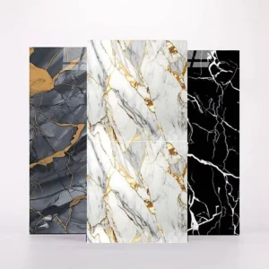 High Glossy PET Self Adhesive Wall Decoration Marble Tile Sticker Wallpaper Geometric Pattern Waterproof