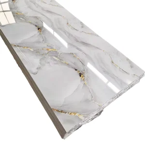 High Glossy PVC Panel Laminated Marble Design Self Adhesive Peel and Stick Decor Film Wall Sticker Contact Paper Wallpaper
