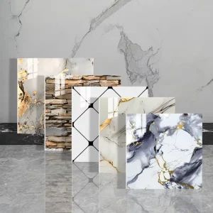 High Glossy XPE Self-Adhesive Bedroom Modern Wall Decoration Marble Tile Sticker Wallpaper Geometric Pattern