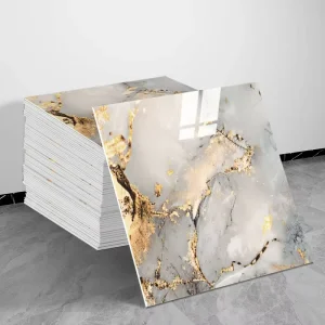 High Glossy XPE Self Adhesive Wall Decoration Marble Tile Sticker Wallpaper Geometric Pattern Waterproof