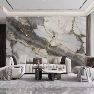 High Grade TV Background Wall Apartment Hall Geometric Waterproof Self Adhesive PVC Soundproof Wallpaper