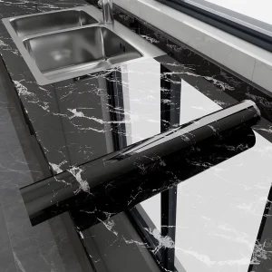 High Premium Black Marble Sticker 3D Cabinet Vinyl Wrap Home Decor Wall Sticker Luxury Wallpaper Roll Room Decoration Items