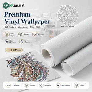 High Quality 1.07m Width Printable Vinyl Wallpaper Rolls China Factory Waterproof Eco-Solvent UV Ink Compatible PVC Wallpaper