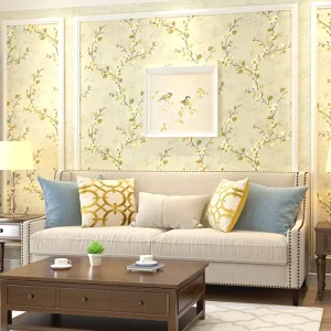 High Quality 3D Non-Woven Wallpaper Vine Flower Design Rustic Floral Style for Home and Hotel Wall Decoration