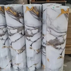 High Quality Customizable Waterproof PVC Wall Covering Marble Wallpaper Rolls