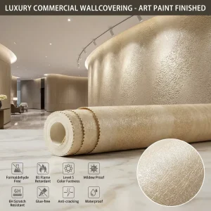 High Quality European Flame Resistant Anti stain Mold proof Non Woven 3D Embossed PVC Free Wallpaper Rolls Hotel Entertainment