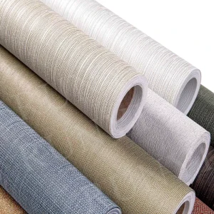 High Quality Fireproof PVC Commercial Room Project Designer Woven Fabric Wallpaper Hotel Luxury Vinyl Wall Coverings