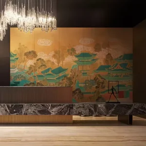 High Quality Modern Gold Foiled 3D Relief Wallpaper Printed Large Wall Mural for Interior Accent Walls in Hotels & Living Rooms