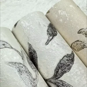 High Quality Modern PVC Wallpaper with Large Gold Leaf Particles Floral Pattern Wall Decoration Waterproof Hotel Application