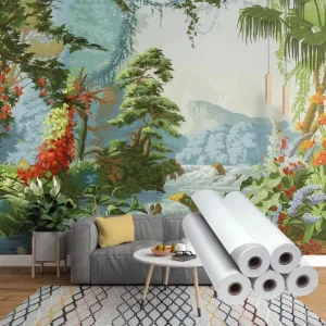 High Quality Water-based Silk Fabric with Self Adhesive Wallpaper Blank Inkjet Canvas Roll