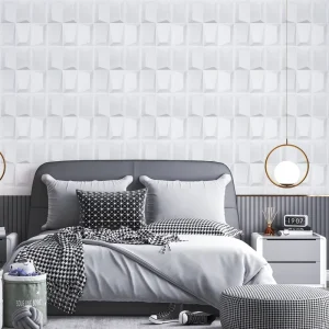 High Quality Waterproof Embossed Wallpapers Wall Coating White Decorative 3d Wall Panels Pvc Wall Tile