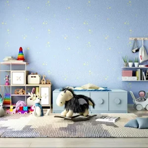 High-end Playful Frosted Texture Star Pattern Children’s Room Wallpaper Kids Wallpaper