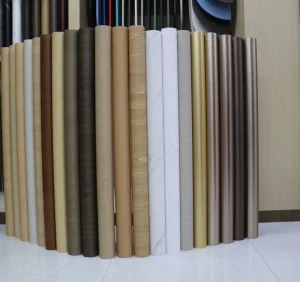 High quality Wood Grain PVC Furniture Films Self Adhesive Opaque Modern Design Decorative Cabinet Background