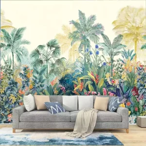 Home Decor 3D Tree & Flower Wallpaper Leaf Natural Wallpaper Tropical Scenery Banana Green Modern 100% Customizable Product