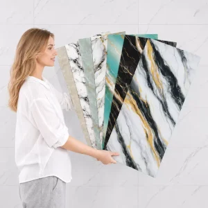 Home Decoration Glossy Vinyl Foam 3D PVC Marble Tiles Wall Sticker Peel and Stick Wallpaper Wall Papers