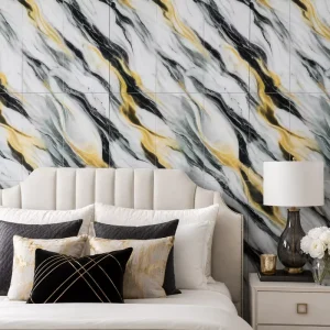 Home Decoration Glossy Vinyl Foam 3D PVC Marble Tiles Wall Sticker Peel and Stick Wallpaper Wall Papers