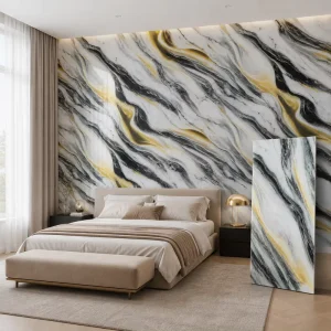 Home Decoration Glossy Vinyl Foam 3D PVC Marble Tiles Wall Sticker Peel and Stick Wallpaper Wall Papers