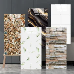 Home Decoration Glossy Vinyl Foam 3D PVC Marble Tiles Wall Sticker Peel and Stick Wallpaper Wall Papers