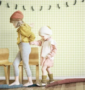 Houndstooth Pattern Candy Color Children’s Bedroom Decorative Kids Wallpaper