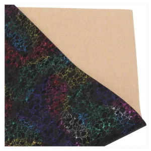 INFOCORK Black Illusory Rainbow Iridescent Gilding Grainy Cork Fabric Synthetic Faux PU Leather for Purses, Wallets & Bags