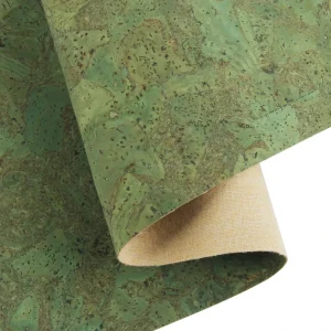 INFOCORK Cork Fabric with Green Marble Wood Texture Synthetic Faux PU Leather for Cork Wallets Bags and Shoes Eco Friendly