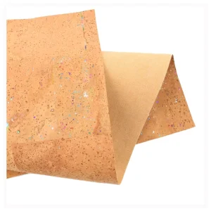 INFOCORK Portugal Vegan 0.7 0.9mm Thick Gradient Red Brown to Burgundy Rainbow Cork Synthetic PU Sheets for Cosmetic Handbags