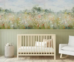 Impressionist Wildflower Meadow Mural Wallpaper Custom Size Soft Pastel Waterproof Wall Decor Modern Living Bedroom